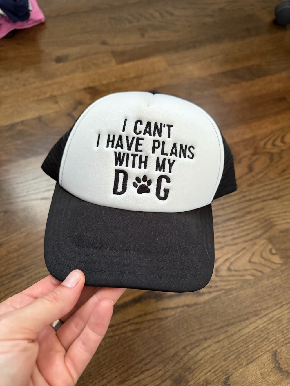 Black & White Dog Trucker Hat – I Can't I Have Plans With My Dog